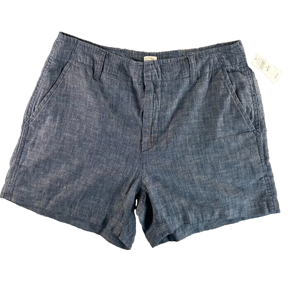 NWT Gap Downtown Khaki Shorts 6 Petite Blue Lightweight Casual Cotton